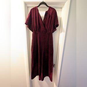 Greylin Burgundy Velvet Jumpsuit
